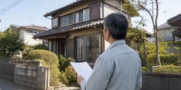 古家の前に立ち売却か解体かを考える人のイメージ