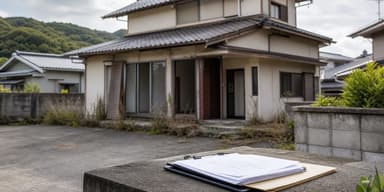 兵庫県の都市部の住宅街と、但馬・淡路の郊外にある空き家の買取査定をイメージした写真