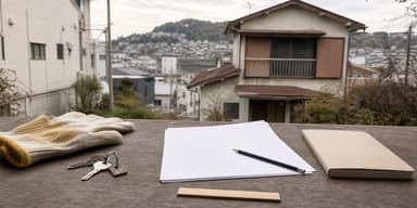 神奈川県の住宅街にある古い空き家の解体をイメージした写真