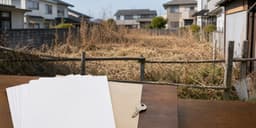 相続した土地と登記書類・申請書類をイメージした写真
