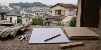 名古屋の住宅街にある古い空き家の解体をイメージした写真
