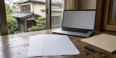 空き家の売却書類を整理しながら確定申告の準備をする様子