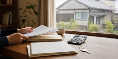 空き家の売却と税金の書類を確認する様子