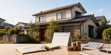 固定資産税の通知と空き家をイメージしたメインビジュアル