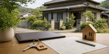 地方の集落に建つ売れない空き家をイメージした写真