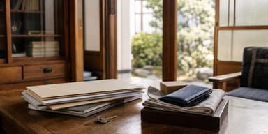 相続手続きの書類と古い実家の外観、家じまいの順番を考える場面
