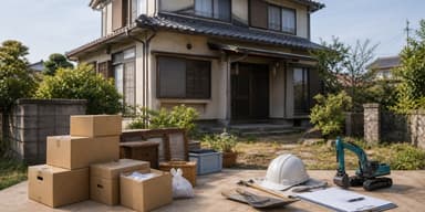 遺品整理と解体を一緒に進める流れをイメージしたメインビジュアル